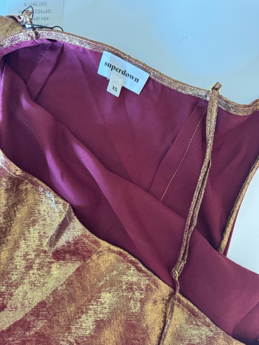 NWT | superdown Shimmery Bronze Matti Mini Slip Dress Size XS - Picture 7 of 10